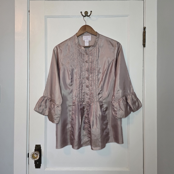 April Cornell Tops - Vintage April Cornell Blouse – Size M – Taupe Pink